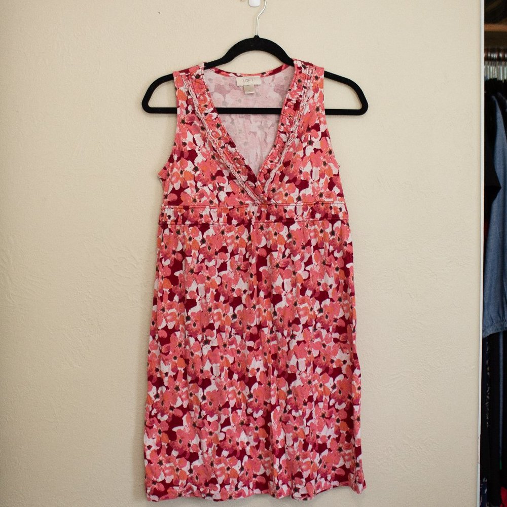 Loft Pink Floral Dress Size: M
